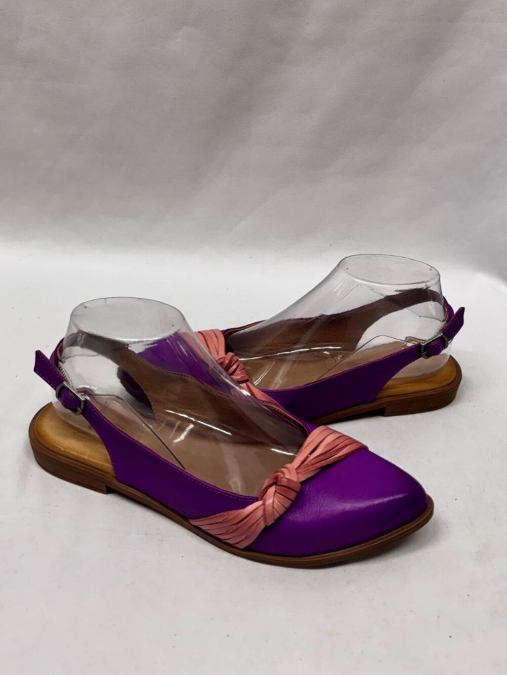 MIZ MOOZ FARRAH KNOTTED SLINGBACK LEATHER FLATS PURPLE 37EU / 7US # T-233